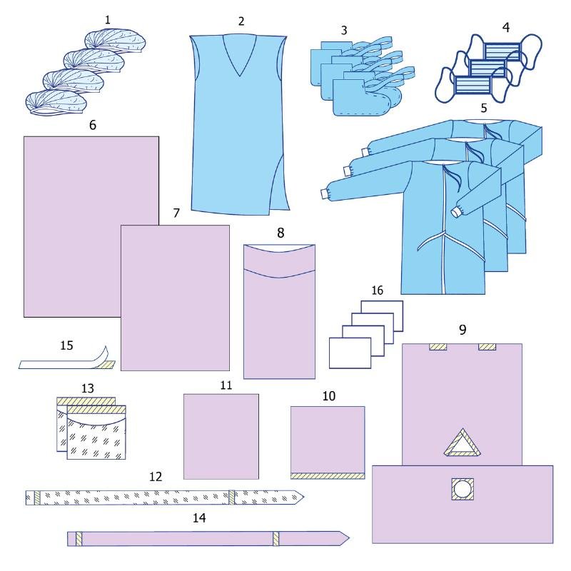 Комплект одягу та покриттів операційних для лапароскопії №8 Taipan-Pharm стерильний